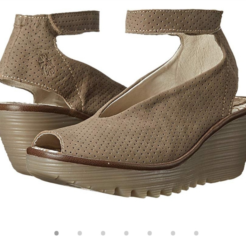 Fly London Yala Perf Taupe Sandals Brand New